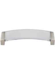 Positano Clear Arched Pull - 5 inch Center-to-Center in Satin Nickel/Clear.